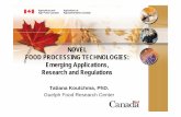 NOVEL Food Processing Technologies: Emerging Applications, Research and Regulations