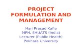 Project formulation and management