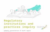 Regulatory institutions and design - Draft Report