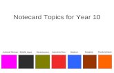 Notecard topics for year 10