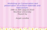 Conservation and preservation of archival materials and manuscripts 1