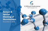 Critical Outcome Technologies Business & Scientific Updates