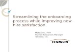 Streamlining the onboarding process while improving new hire satisfaction