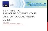 Top Ten Tips to Shockproof Your Use of Social Media 2012