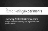 Leveraging Content to Generate Leads: 3 simple tactics one company used to achieve a 96% increase in leads