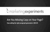 Are You Missing Copy on Your Page? How adding the right paragraph generated a 36% lift