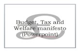 Budget, tax and welfare manifesto