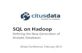 SQL on Hadoop: Defining the New Generation of Analytic SQL Databases