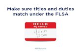 Make Sure Titles and Duties Match Under the FLSA Rules