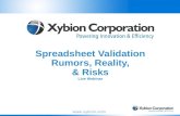 Xybion Webinar - Rumors, Risks and Realities of spreadsheet validation