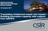Translating intellectual assets into impact – Building innovation capacity with support from SAFIPA - Nicki Koorbanally