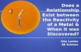 Relation between reactivity of a metal and the date it was discovered