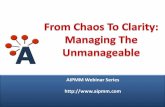 AIPMM talk - chaos to clarity: managing the unmanageable, ron lichty, 12.7.12