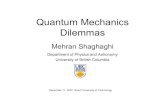 Mehran Shaghaghi: Quantum Mechanics Dilemmas