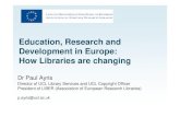 Education, research and development in Europe: how libraries are changing