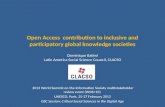 Open Access  contribution to inclusive and participatory global knowledge societies