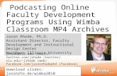 Online Faculty Development Programs - Wimba 2010 Distinguished Lecture