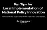 Top 10 Practices for Local Implementation of National Law Reform