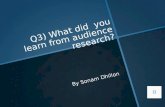 Q3) What did you learn from audience feedback