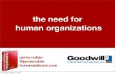 The Need for Human Organizations