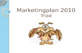 Marketingplan 2010 Triad. Inhoud  Triad  Analyse van de omgevingsfactoren  SWOT-analyse  SMART-doelstellingen  Marketingstrategie  Marketingmix.