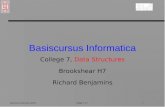 Basiscursus Informatica, 98-99 College 7, H 7 1 Basiscursus Informatica 98/991 Basiscursus Informatica College 7, Data Structures Brookshear H7 Richard.