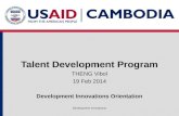 Talent Development Program - Development Innovations Orientation