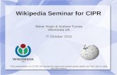 Wikipedia Seminar For Cipr October 2010