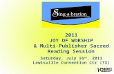 Sing-a-bration 2011: Joy of Worship & Multi-Pub Sacred Music Reading Session