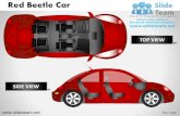 Red beetle car vehicle transportation top view powerpoint ppt slides.
