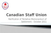 CSU-CUPE Tentative Memorandum of Settlement (Summary) October 2011