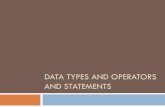 Data types and operators and statements
