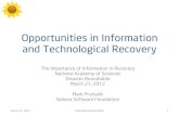 Disasters Roundtable: Opportunities for Information and Technological Recovery