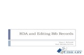 RDA and Editing Bibliographic Records