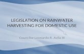 Legislation Of Rainwater Harvesting For Domestic Use