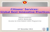 Innovation Workshop: Global Best Innovative Practices in Citizen Services