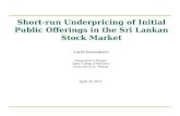 Short-run Underpricing of Initial Public Offerings in the Sri Lankan Stock Market