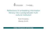 Knowles & Smith - Reflections of embedding information literacy into a postgraduate multi-cultural institution