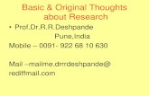 Basic & original thoughts about research by Prof.Dr.R.R.Deshpande