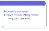 Homeless Prevention - programs that work