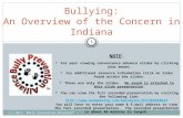 Bullying an overview of the concern in indiana   presented by - tammy d. moon