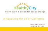 HealthyCity.org Webinar - Advanced Training