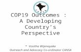 COP19 Outcomes: A Developing Country’s Perspective