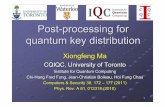 Post processing for quantum key distribution