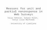 Reasons for unit and partial nonresponse in Web Surveys