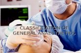 Classification of general anaesthetics and pharmacokinetics