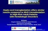 Haplo-cord transplantation offers similar results compared to MUD transplantation in High-Risk Adult Patients with Hematologic Disorders