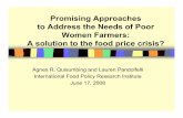 Promising Approaches to Address the needs of Poor Women Farmers: A solution to the food price crisis?