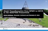 Model Transformation from BPMN to DEVS in a Prototype Implementation of the MDD4MS Framework