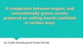 A comparison between organic and conventionally grown carrots prepared on cutting boards sanitized in various ways